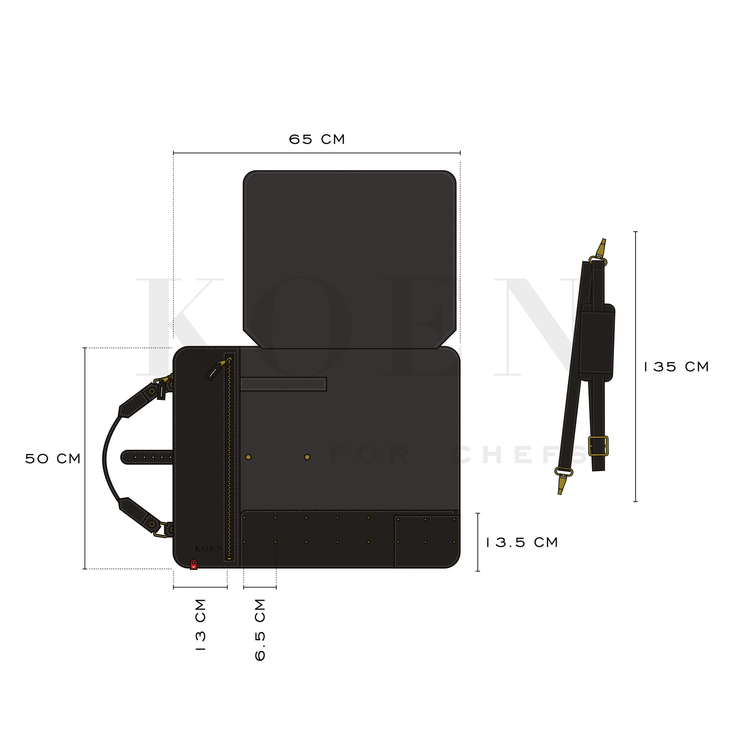 Max KOEN for Chefs Leather Bold Case, Black