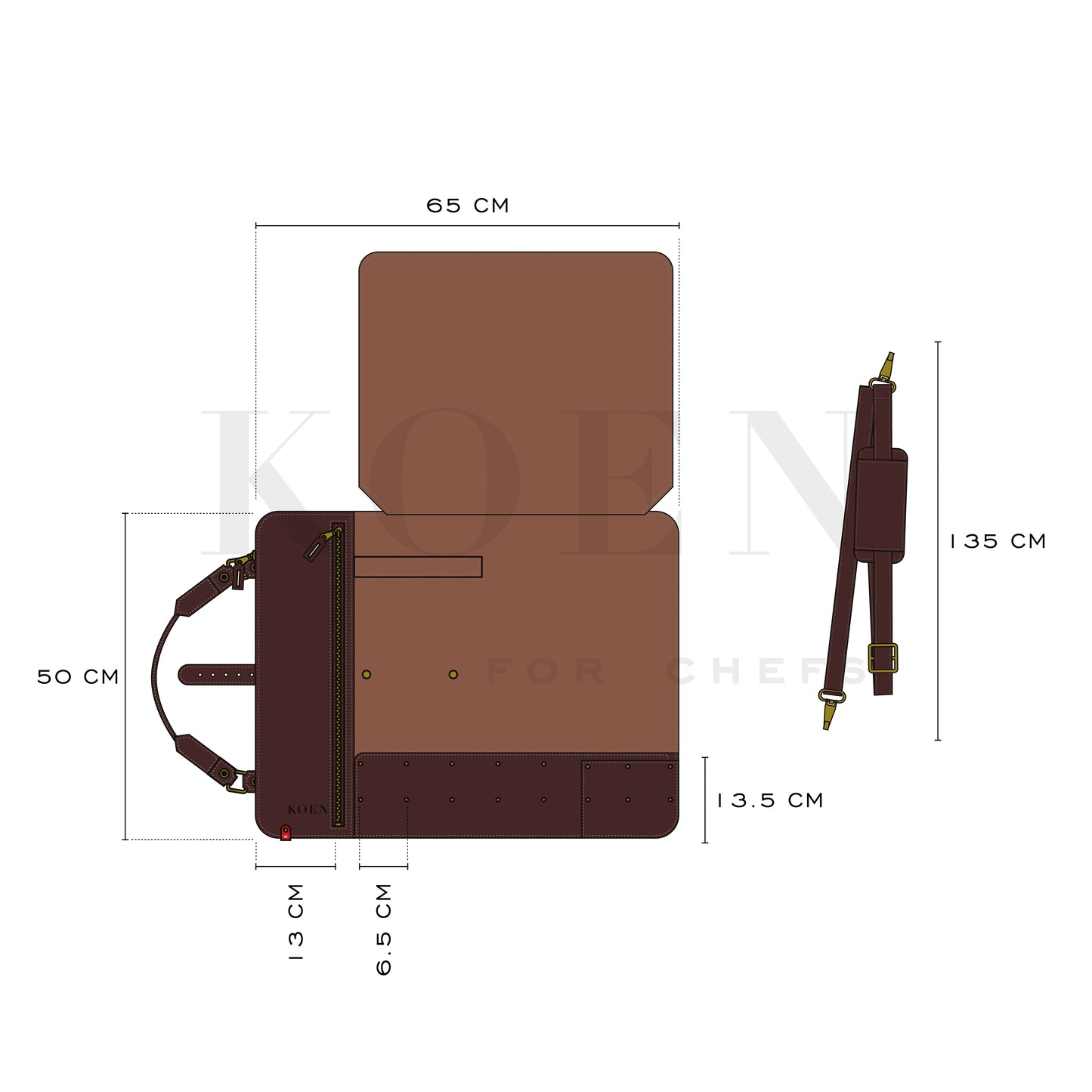 Max KOEN for Chefs Leather Bold Chocolate Case