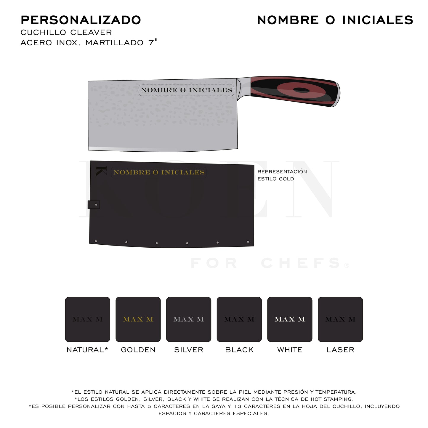 Cuchillo Cleaver KOEN for Chefs Acero Inox. Martillado 7"
