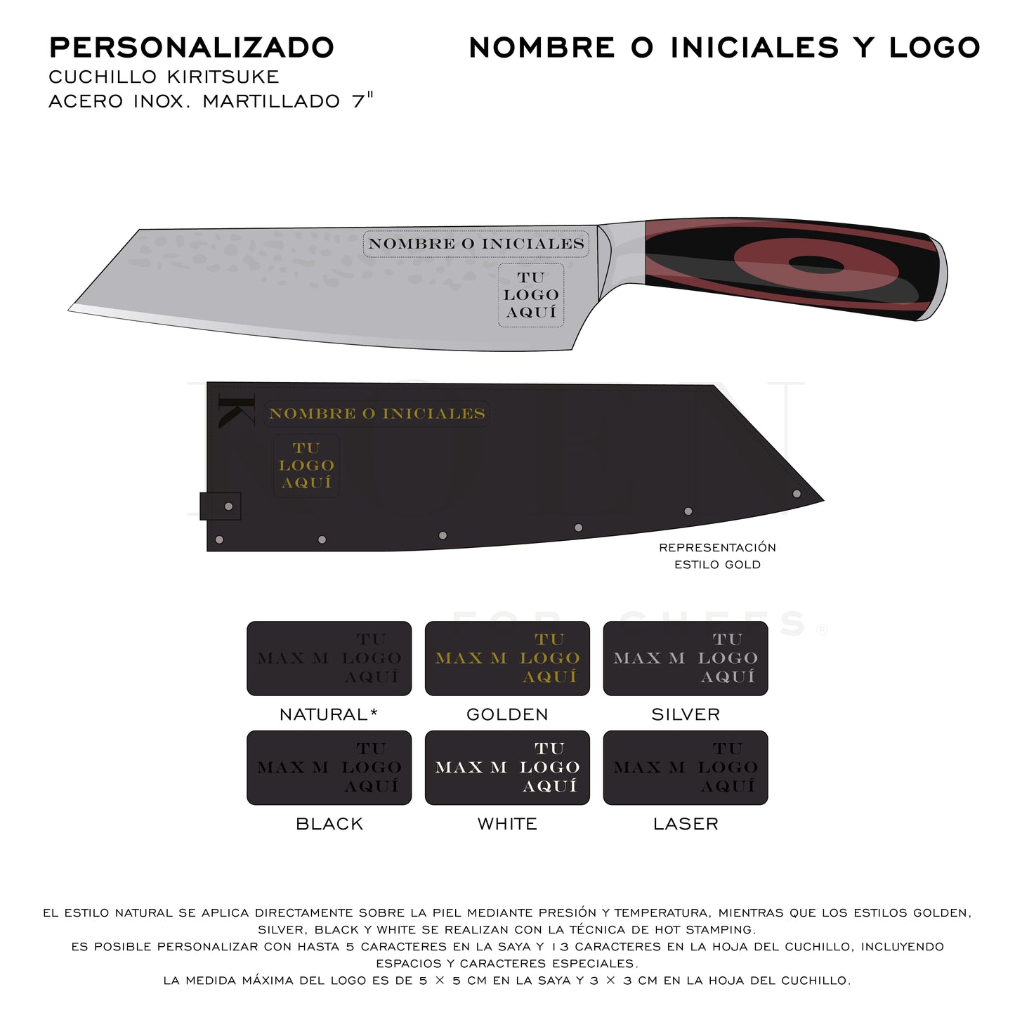 Cuchillo Kiritsuke KOEN for Chefs Acero Inox. Martillado 7"