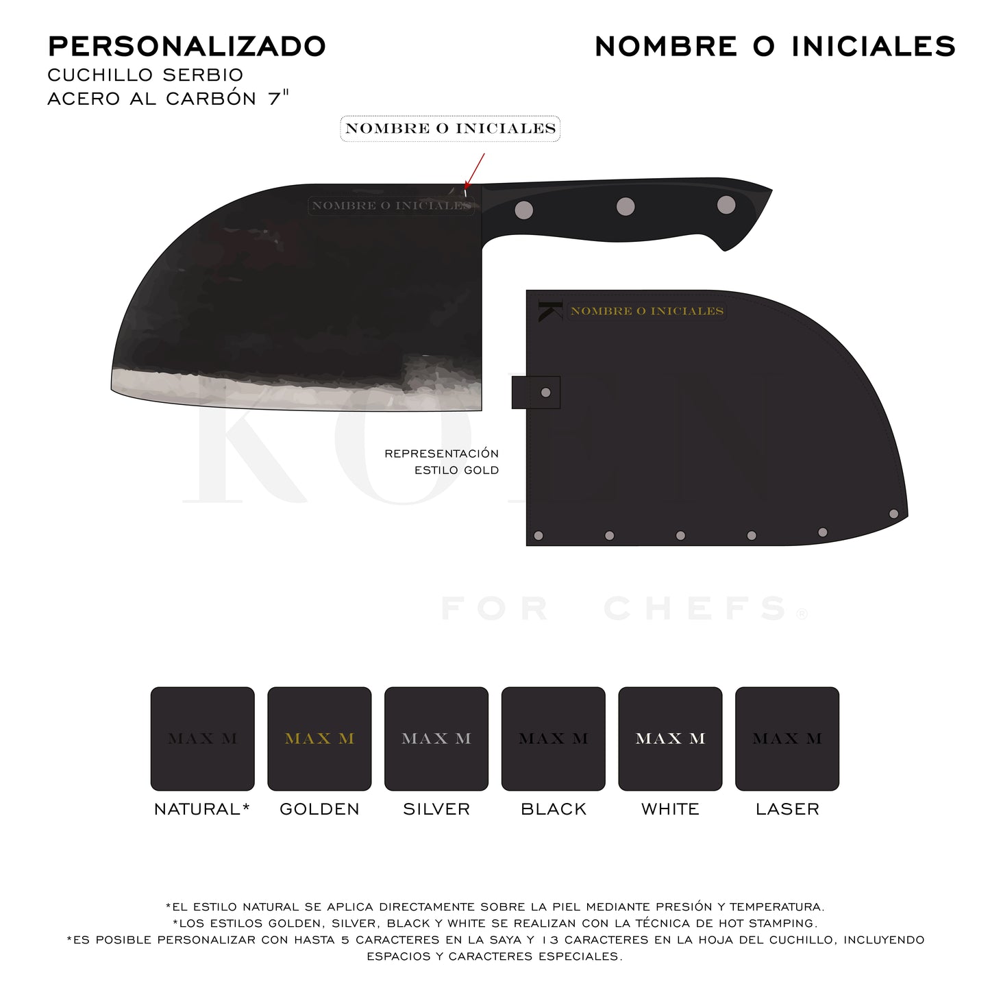 Cuchillo Serbio KOEN for Chefs Acero al Carbón 7"