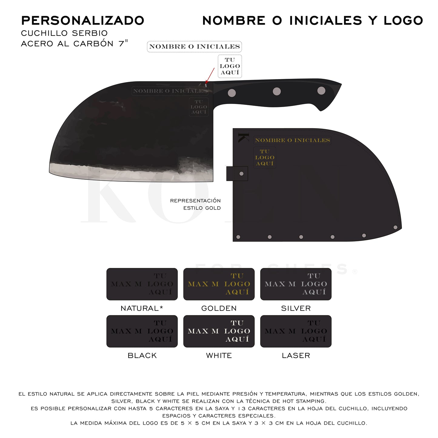 Cuchillo Serbio KOEN for Chefs Acero al Carbón 7"