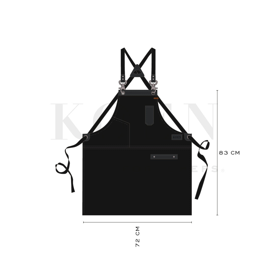 Mandil Austin Crossback KOEN for Chefs Lona Encerada con Piel Color Negro