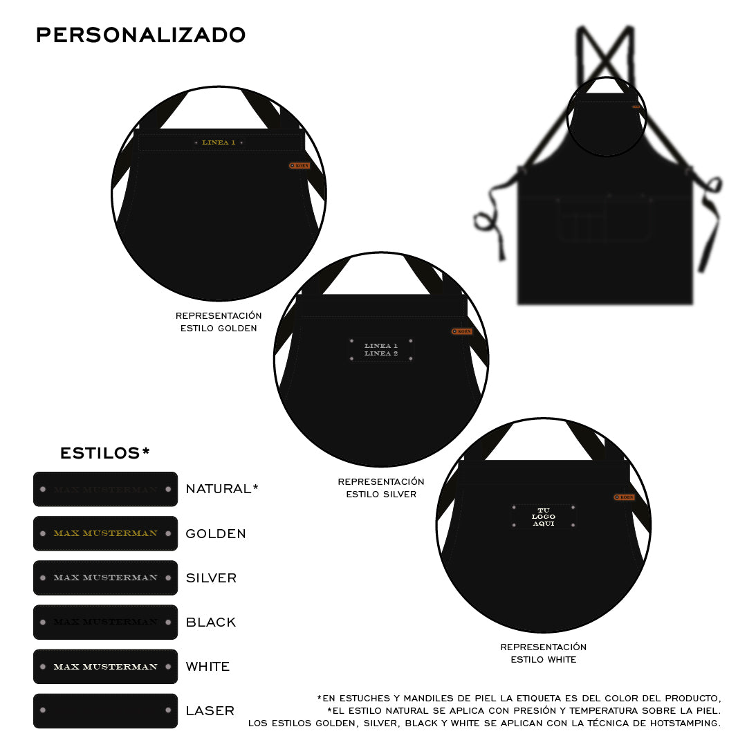 Mandil Berlin Crossback KOEN for Chefs Lona Encerada Color Negro