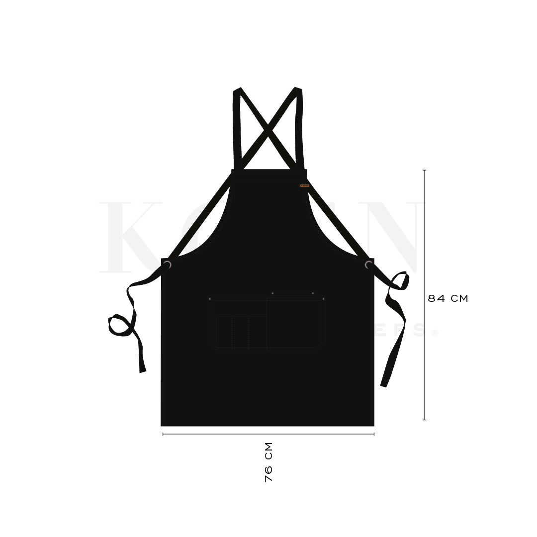 Mandil Berlin Crossback KOEN for Chefs Lona de Algodón Color Negro