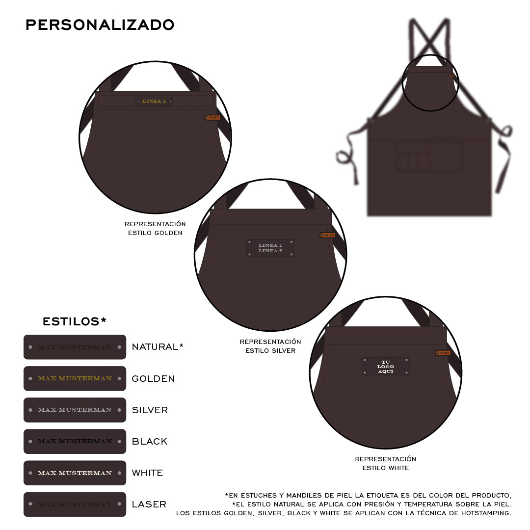 Mandil Berlin Crossback KOEN for Chefs Lona Encerada Color Chocolate