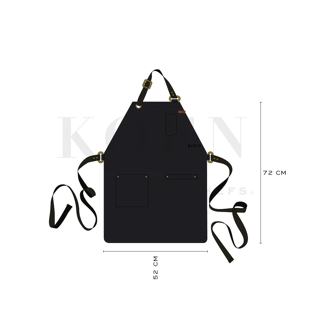 Mandil Bistro Clásico KOEN for Chefs Piel Comfort Color Negro