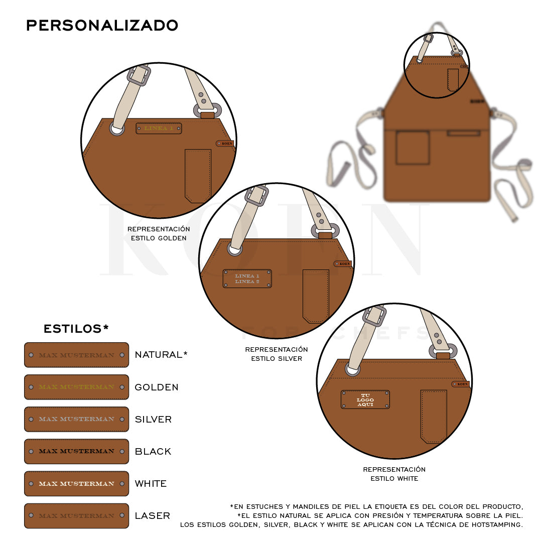 Mandil Bistro Clásico KOEN for Chefs Piel Comfort Color Miel