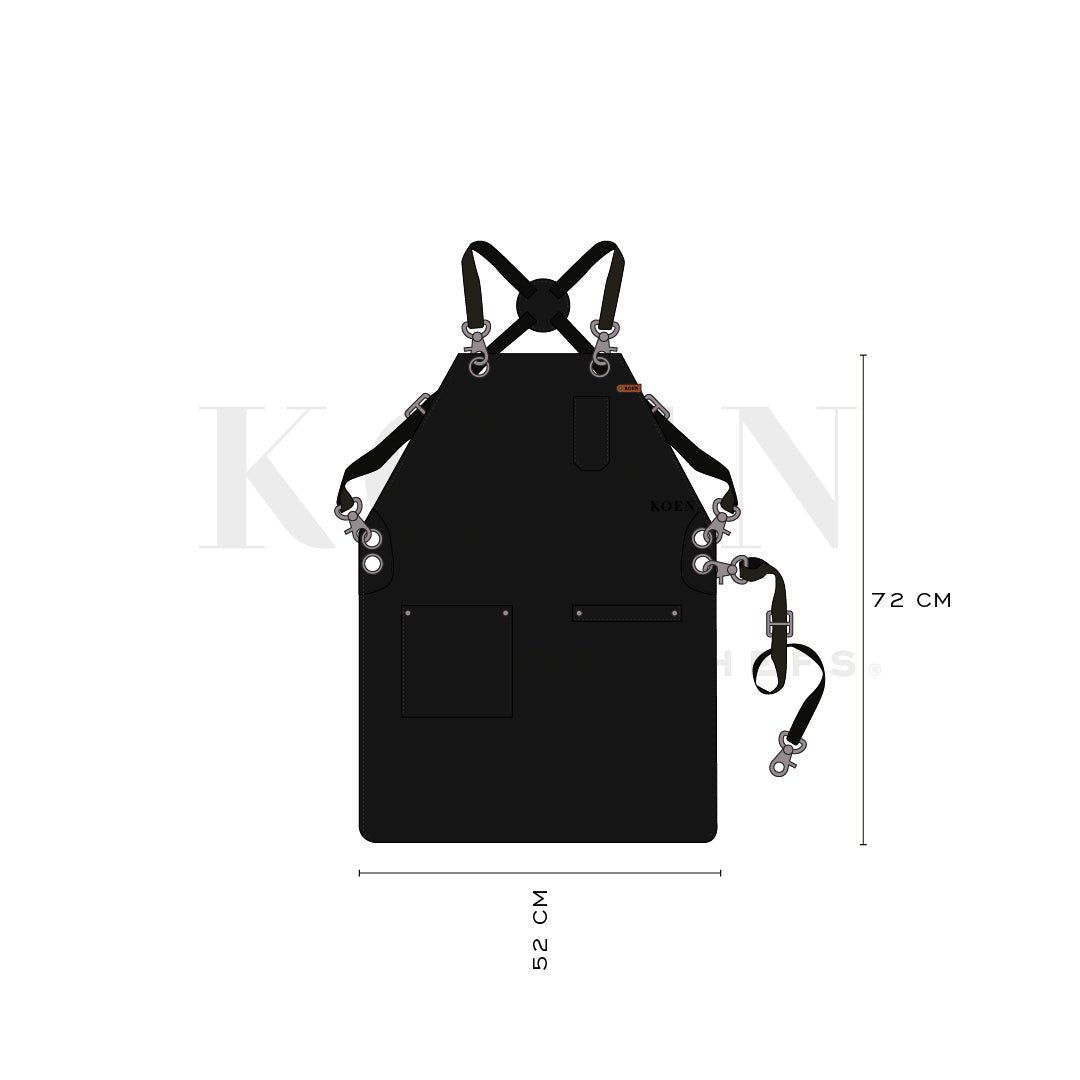 Mandil London Crossback KOEN for Chefs Piel Comfort Color Negro
