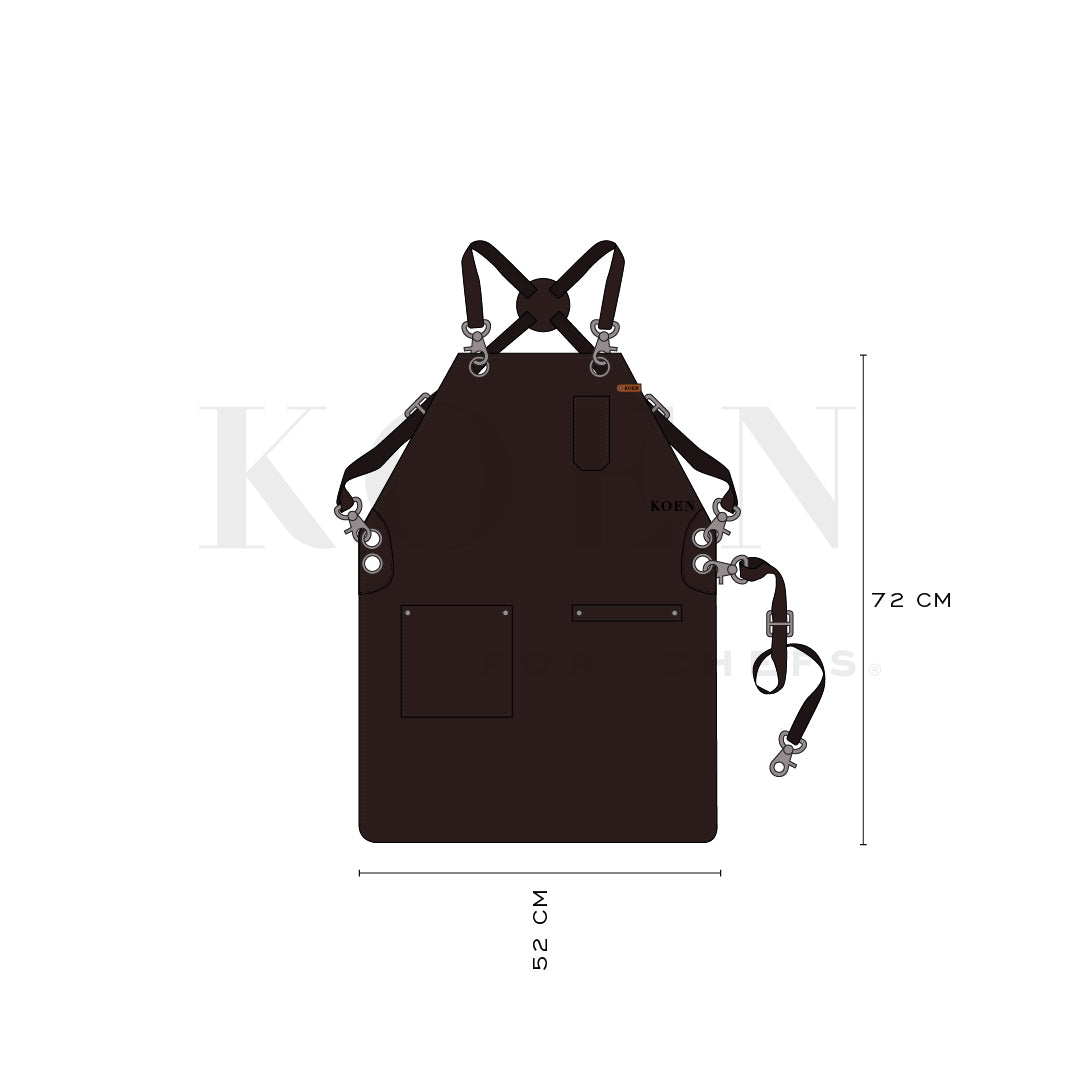 Mandil London Crossback KOEN for Chefs Piel Comfort Color Chocolate