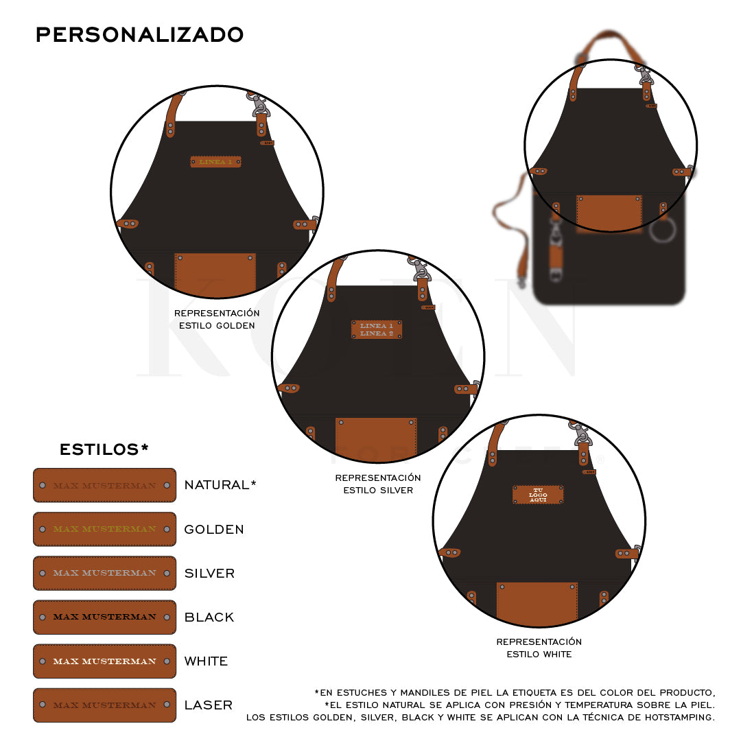 Mandil Parrillero Clásico KOEN for Chefs Piel Bold Color Chocolate + Miel
