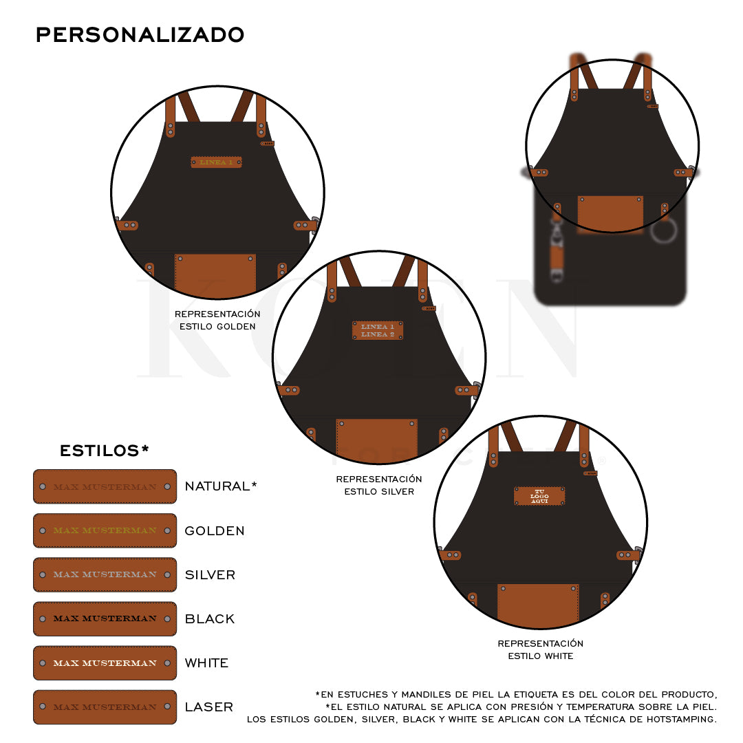 Mandil Parrillero Crossback KOEN for Chefs Piel Bold Color Chocolate + Miel