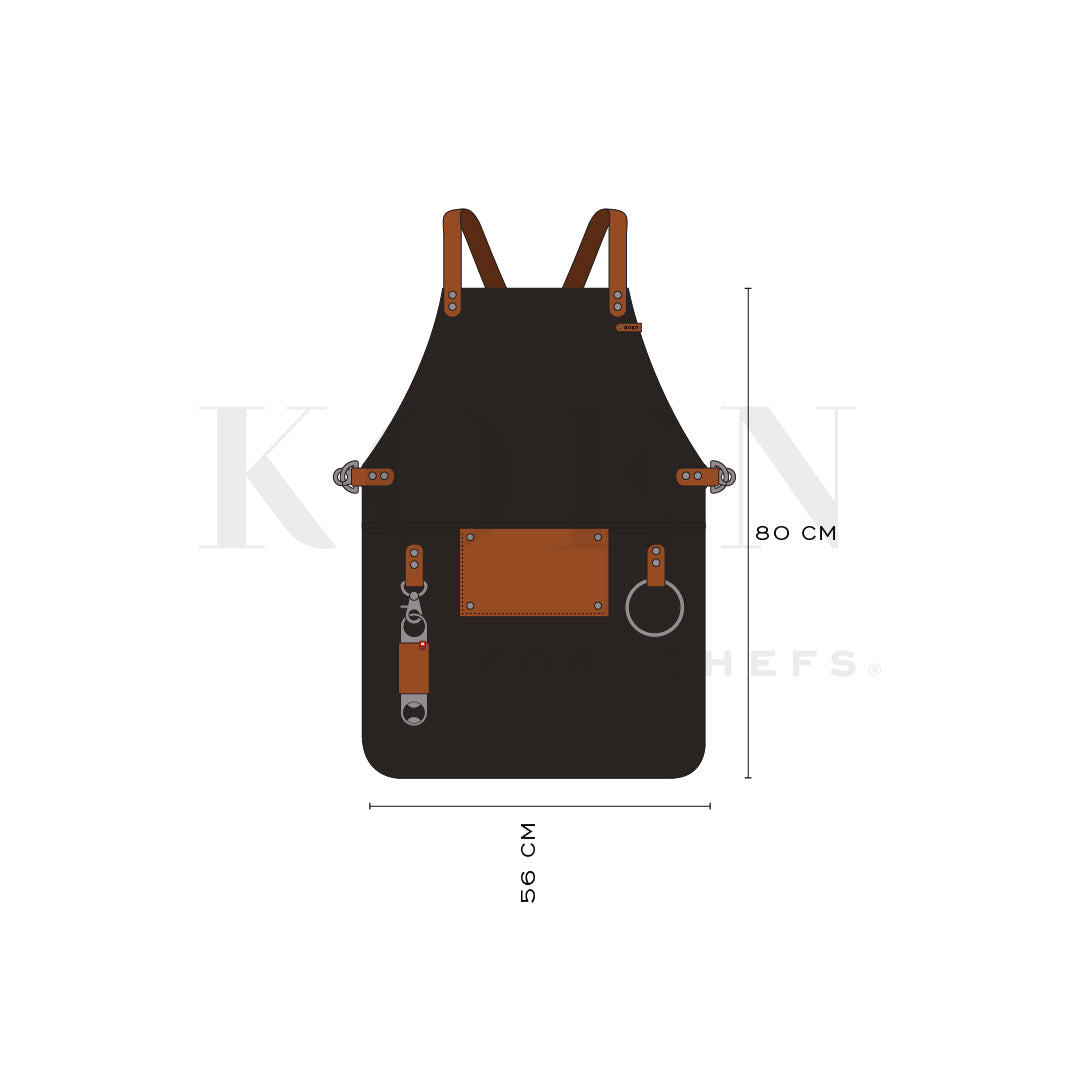 Mandil Parrillero Crossback KOEN for Chefs Piel Bold Color Chocolate + Miel