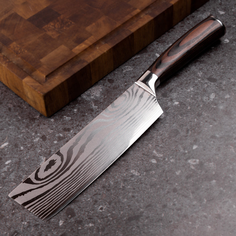 Cuchillo Nakiri KOEN for Chefs Acero Inox. Grabado 6.5"