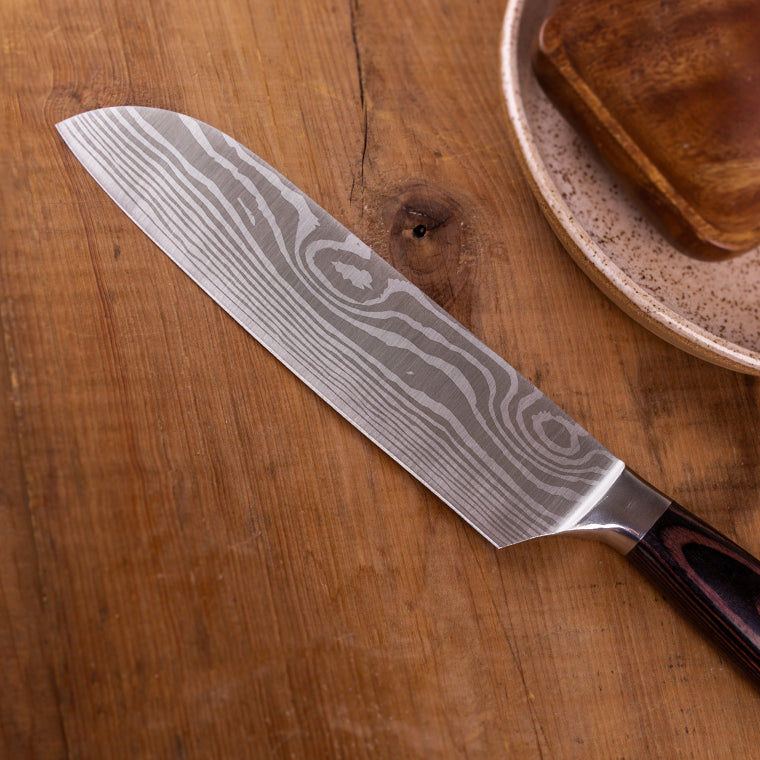 Cuchillo Santoku KOEN for Chefs Acero Inox. Grabado 6.5"