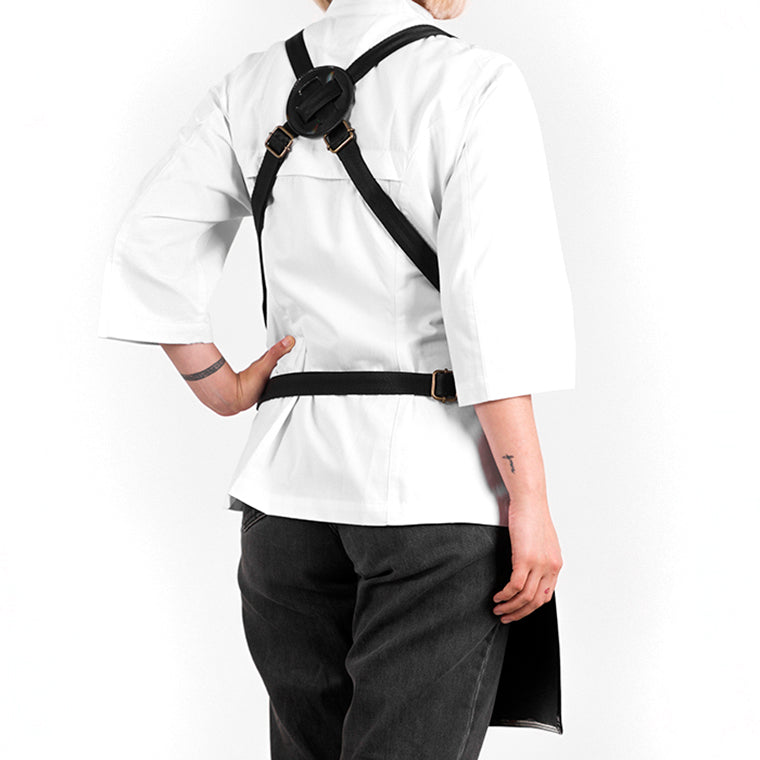 Mandil London Crossback KOEN for Chefs Piel Comfort Color Negro