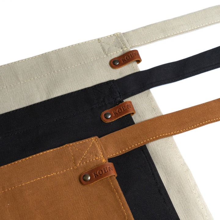 Mandil Berlin Short KOEN for Chefs Lona de Algodón Color Negro