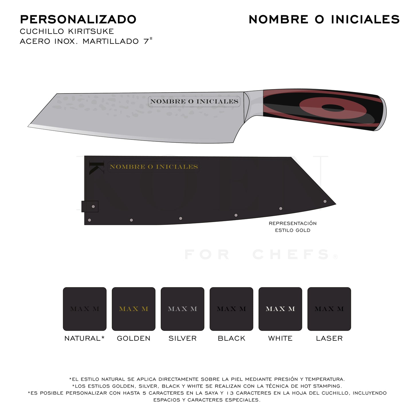 Cuchillo Kiritsuke KOEN for Chefs Acero Inox. Martillado 7"