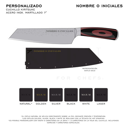 Cuchillo Kiritsuke KOEN for Chefs Acero Inox. Martillado 7"