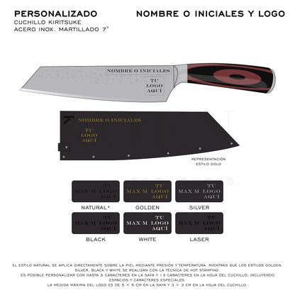 Cuchillo Kiritsuke KOEN for Chefs Acero Inox. Martillado 7"