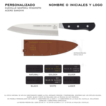 Cuchillo Santoku Minamoto Acero Sandvik