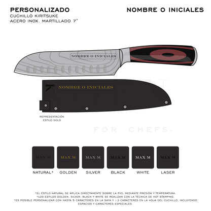 Cuchillo Santoku KOEN for Chefs Acero Inox. Grabado 6.5"