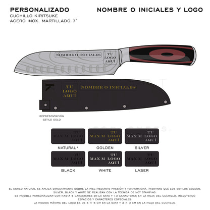 Cuchillo Santoku KOEN for Chefs Acero Inox. Grabado 6.5"