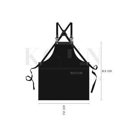 Mandil Austin Crossback KOEN for Chefs Lona Encerada con Piel Color Negro