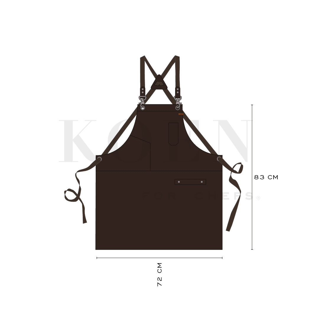 Mandil Austin Crossback KOEN for Chefs Piel Comfort Color Chocolate