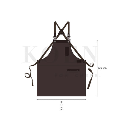 Mandil Austin Crossback KOEN for Chefs Lona Encerada con Piel Color Chocolate