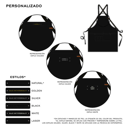 Mandil Berlin Crossback KOEN for Chefs Lona Encerada Color Negro