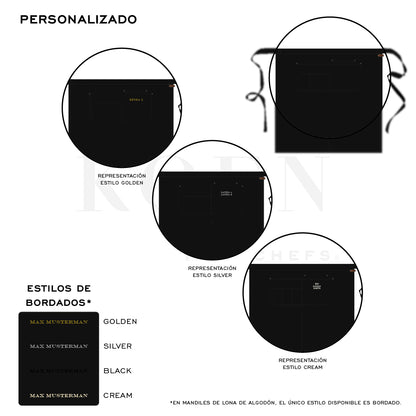 Mandil Berlin Medio KOEN for Chefs Lona de Algodón Color Negro