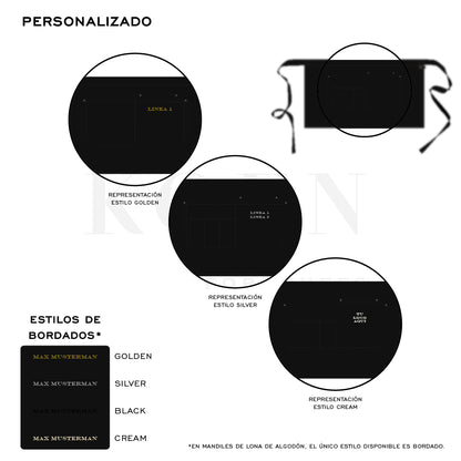 Mandil Berlin Short KOEN for Chefs Lona de Algodón Color Negro