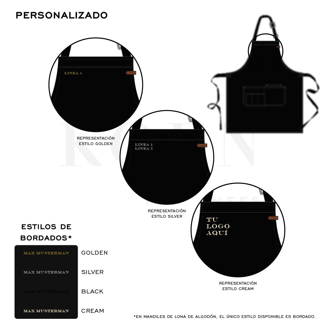 Mandil Berlin Clásico KOEN for Chefs Lona de Algodón Color Negro
