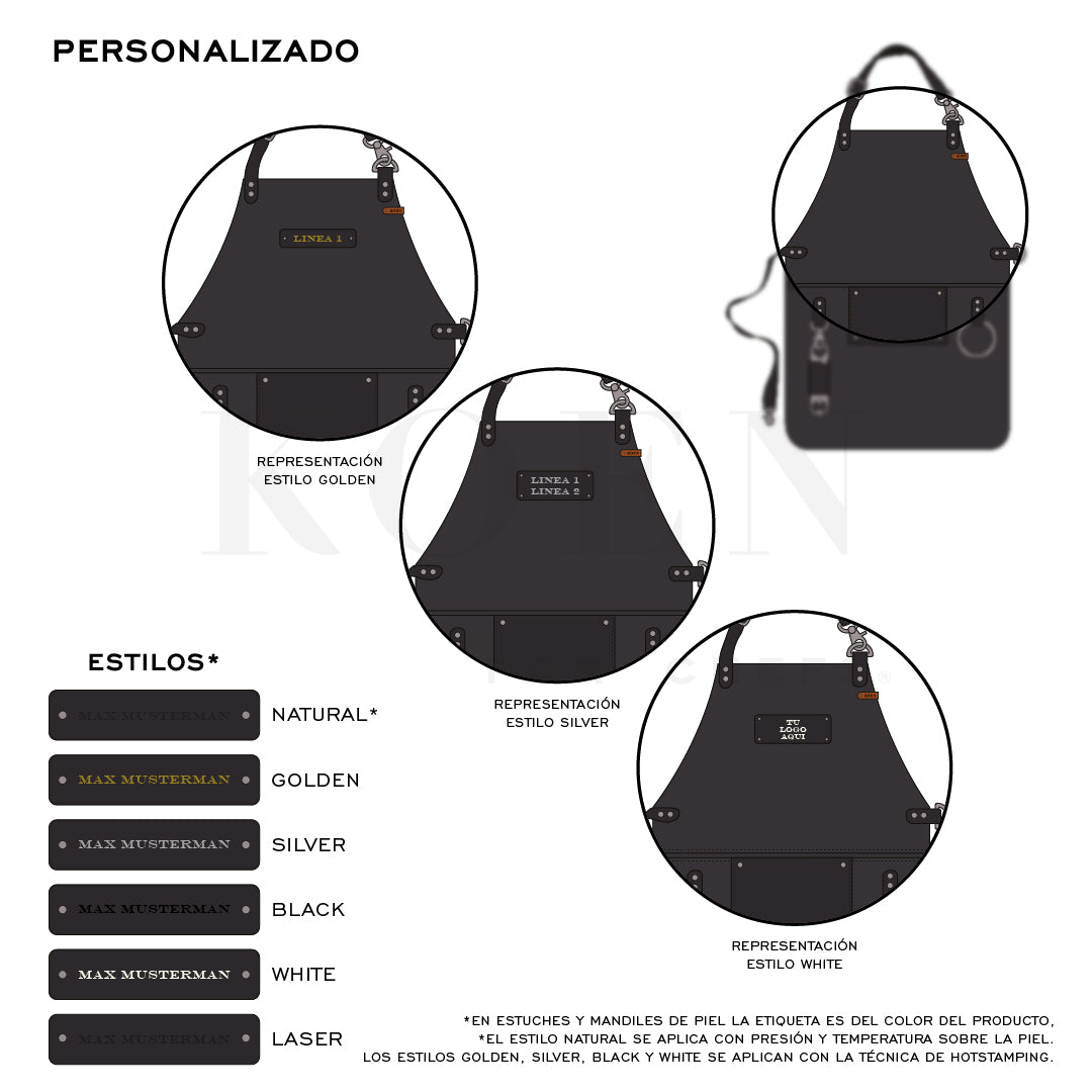 Mandil Parrillero Clásico KOEN for Chefs Piel Bold Color Negro