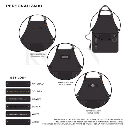 Mandil Parrillero Clásico KOEN for Chefs Piel Bold Color Negro