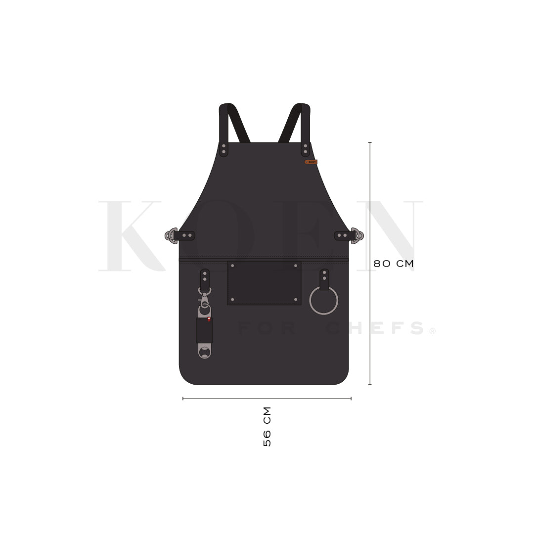 Mandil Parrillero Crossback KOEN for Chefs Piel Bold Color Negro