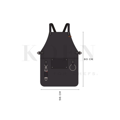 Mandil Parrillero Crossback KOEN for Chefs Piel Bold Color Negro