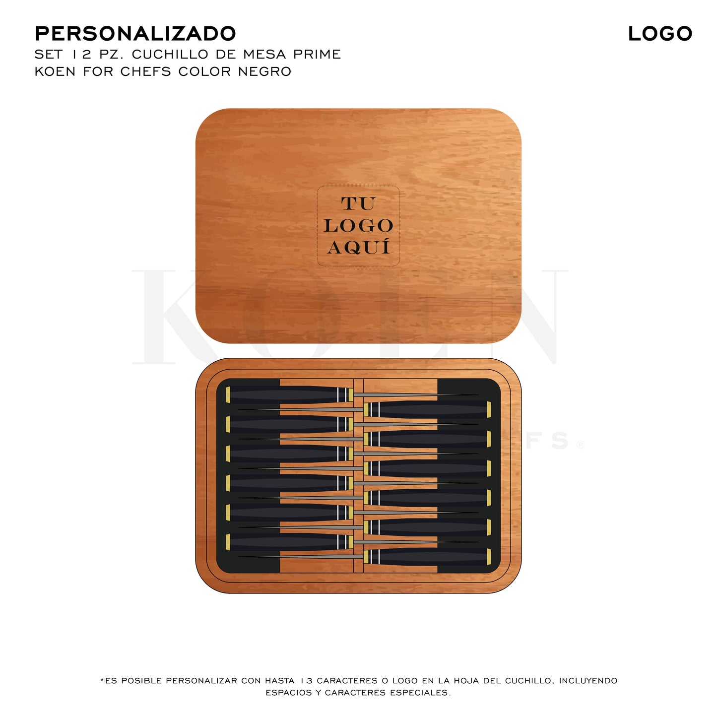 Set 12 Pz. Cuchillo de Mesa Prime KOEN for Chefs Color Negro