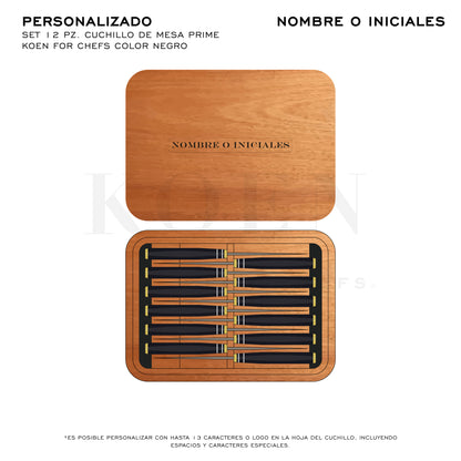 Set 12 Pz. Cuchillo de Mesa Prime KOEN for Chefs Color Negro