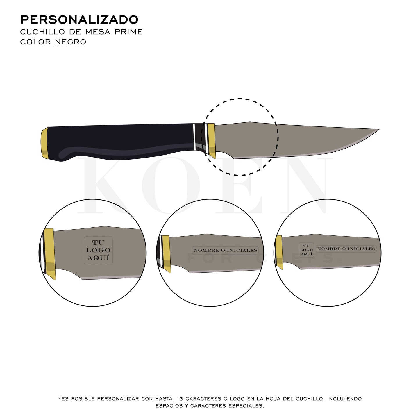 Set 6 Pz. Cuchillo de Mesa Prime KOEN for Chefs Color Negro